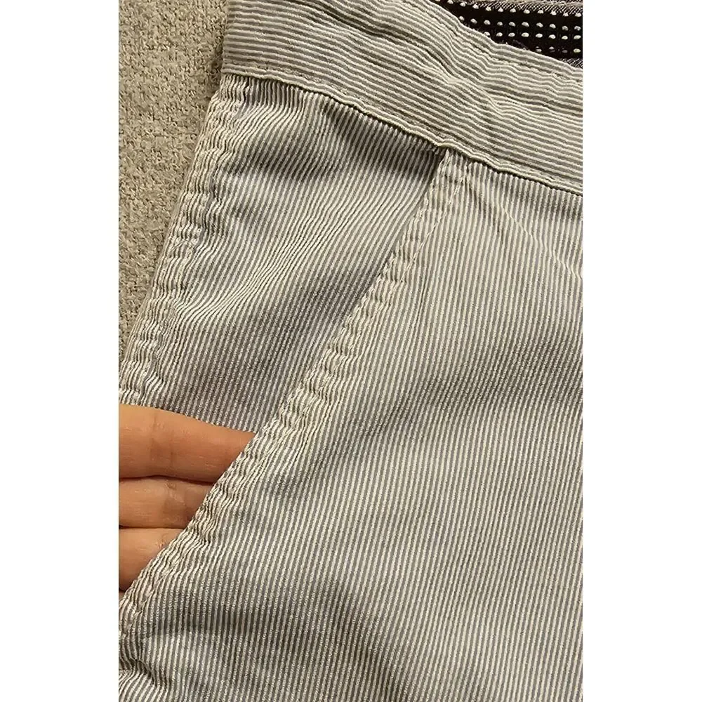 Paper Denim Co Seersucker Chino Shorts Cotton White Blue Striped‎ 37* (*Tag 36)